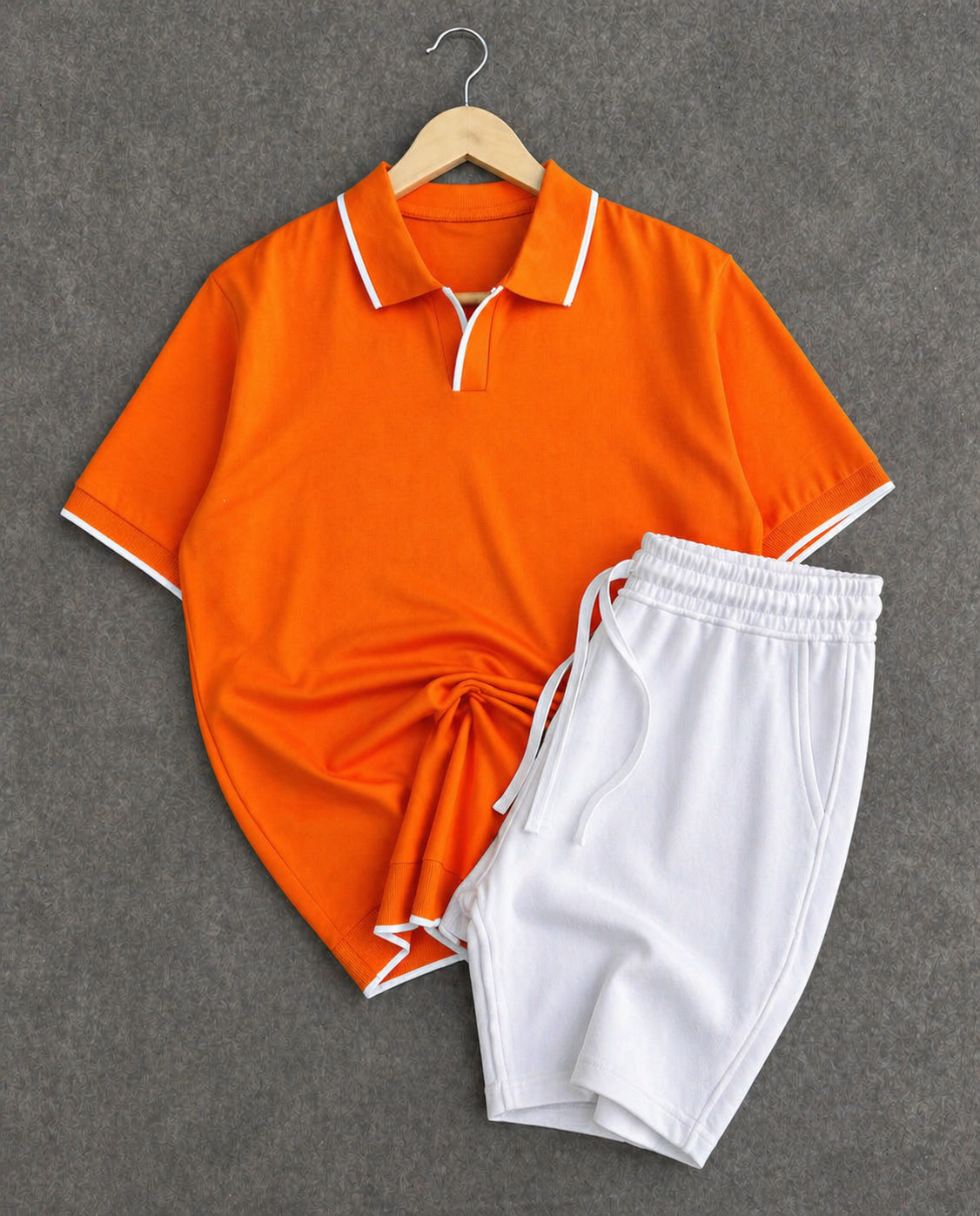 Ensemble Polo Orange+ Short Blanc