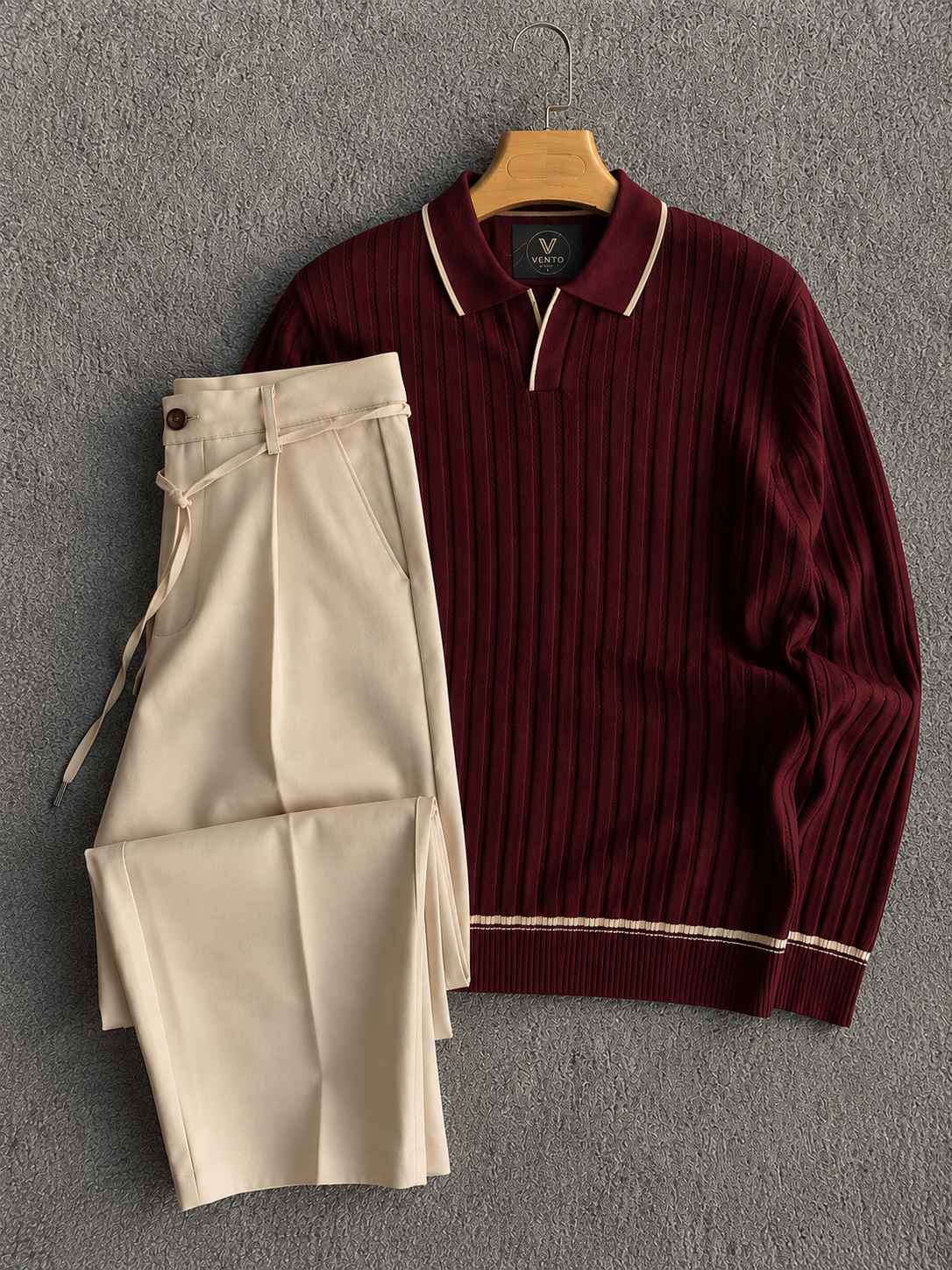 Premium Polo + Pantalon British luxury Bordeaux 🇬🇧