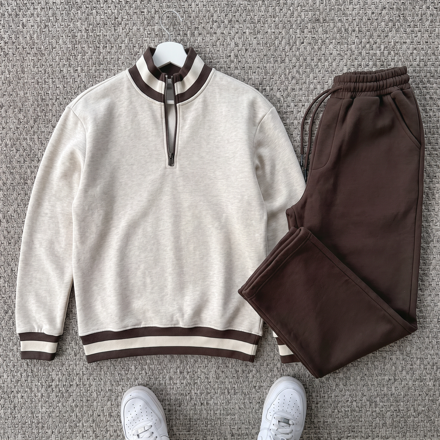 Ensemble Vento – Winter Polo Stone Beige + Pantalon Espresso Brown Old money 🇹🇷
