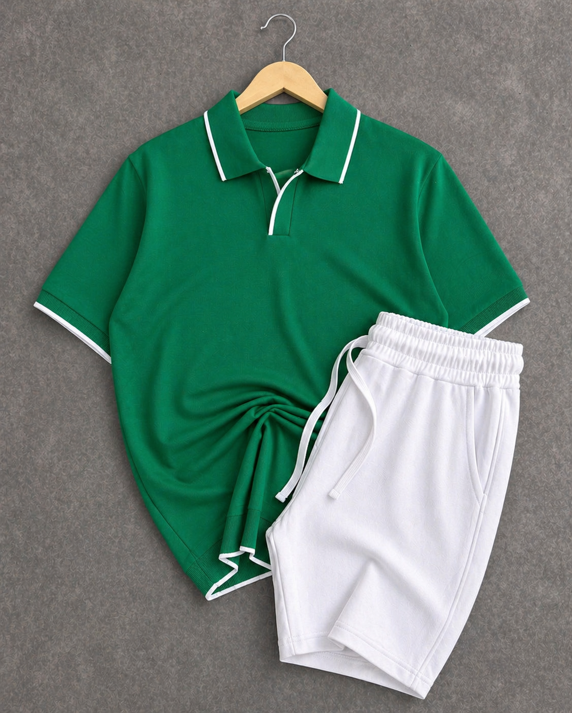 Ensemble Polo Bleu roi + Short Blanc