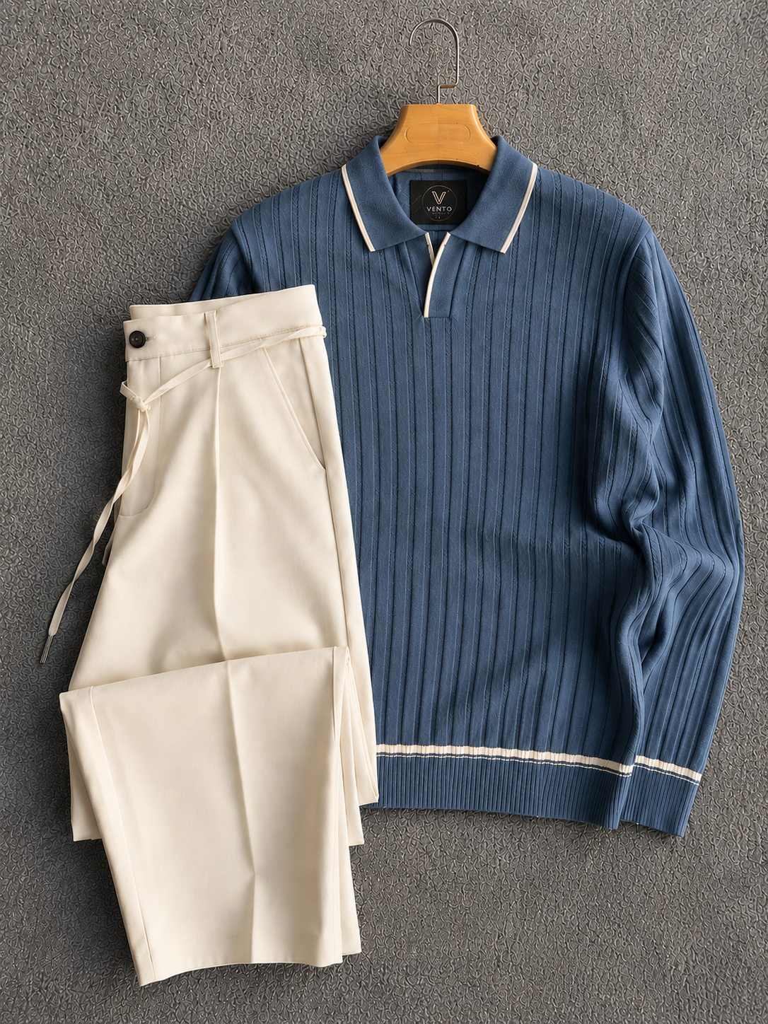 Premium Polo + Pantalon British luxury  Steel blue 🇬🇧