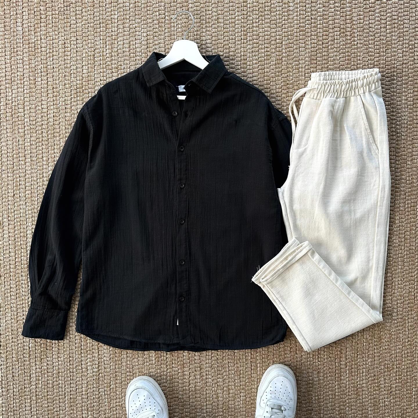 Set Élégant Noir blanc – Collection Été ' Chemise + pantalon ' 🇹🇷