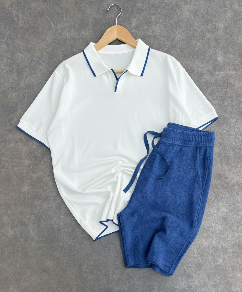 Ensemble Polo Blanc + Short Bleu