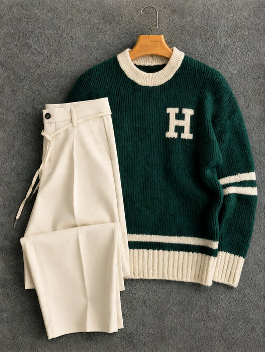 H letter striped Polo + Pantalon 🇹🇷