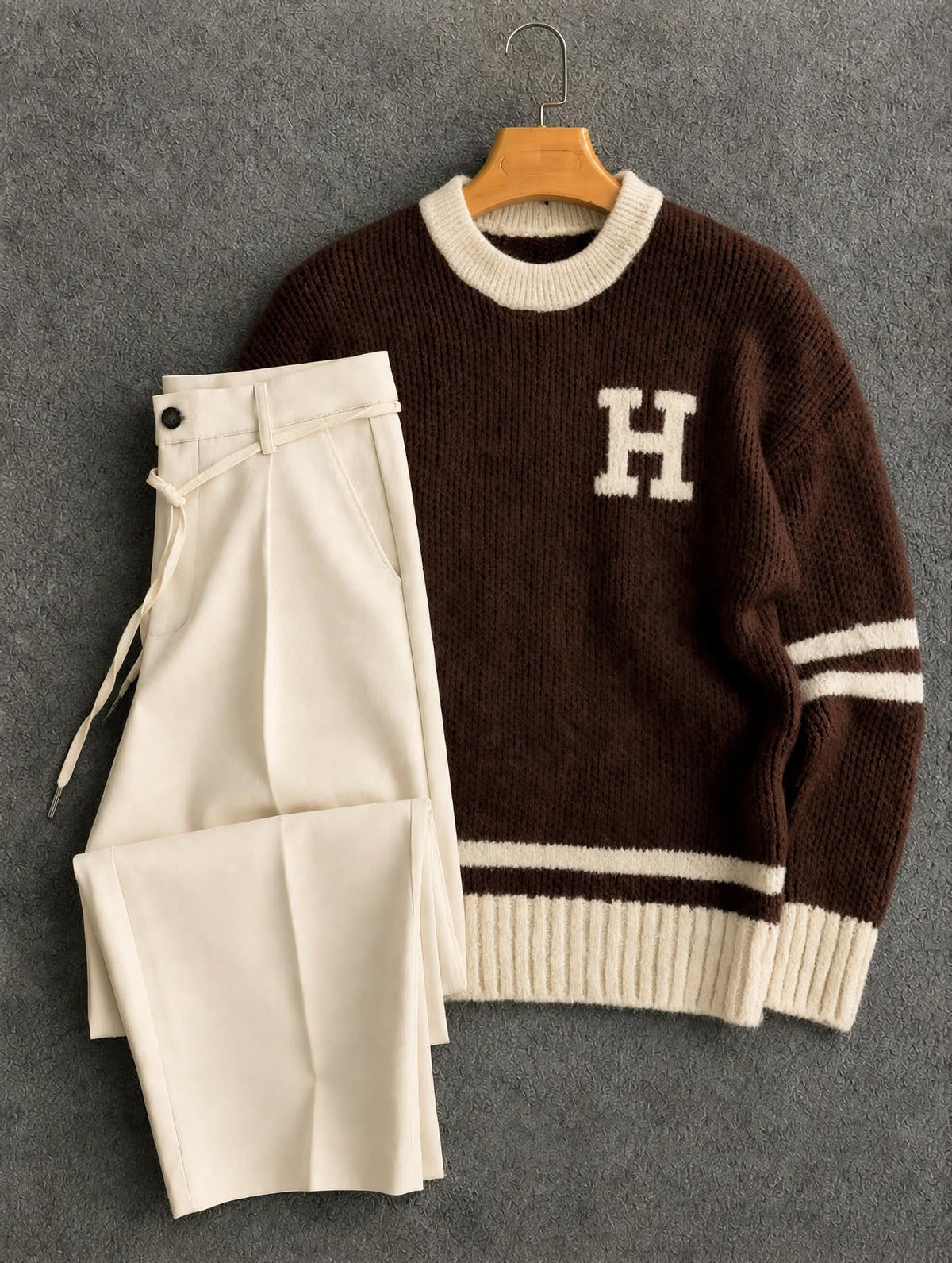 H letter striped Polo + Pantalon 🇹🇷