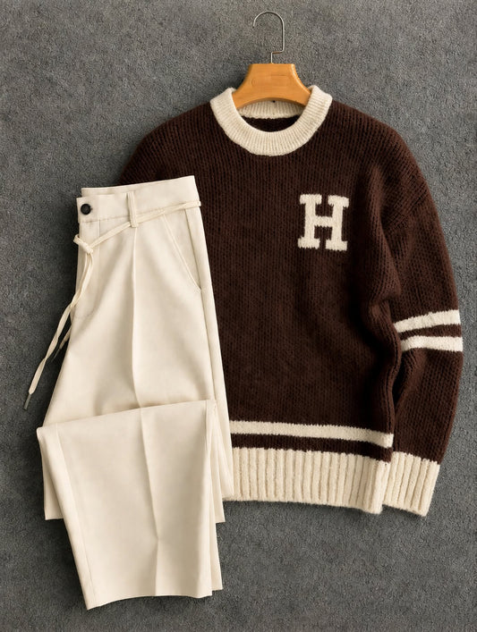H letter striped Polo + Pantalon 🇹🇷