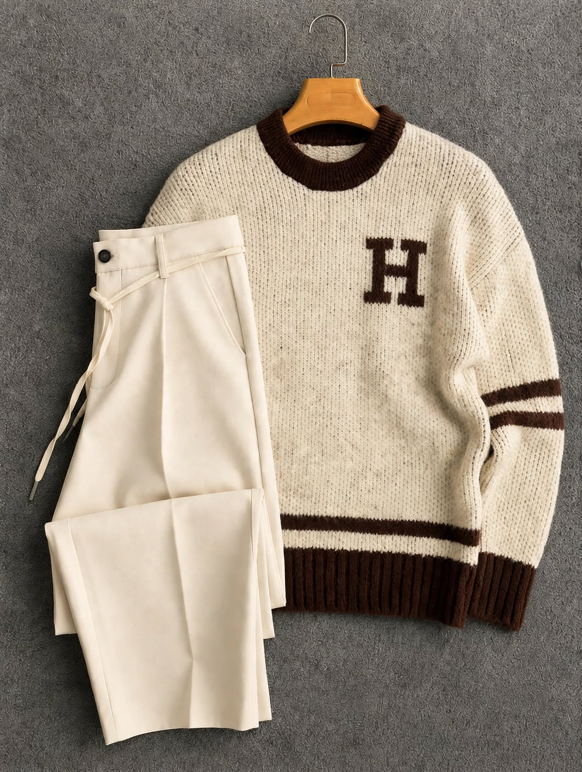 H letter striped Polo + Pantalon 🇹🇷