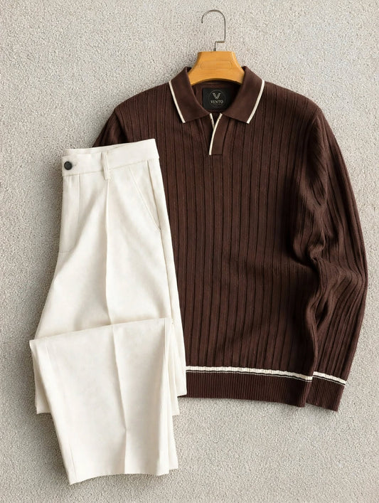 Ensemble Complet  Polo + Pantalon 🇹🇷 𝓥𝓮𝓷𝓽𝓸 Marron fonce