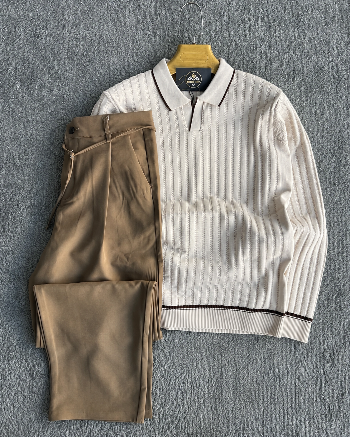Premium Polo + Pantalon British luxury  Cream beige 🇬🇧