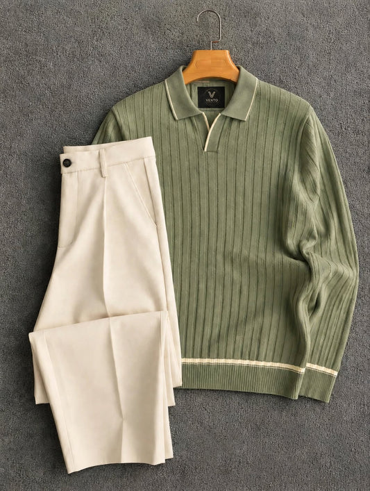 Premium Polo + Pantalon  luxury  Sage green 🇹🇷