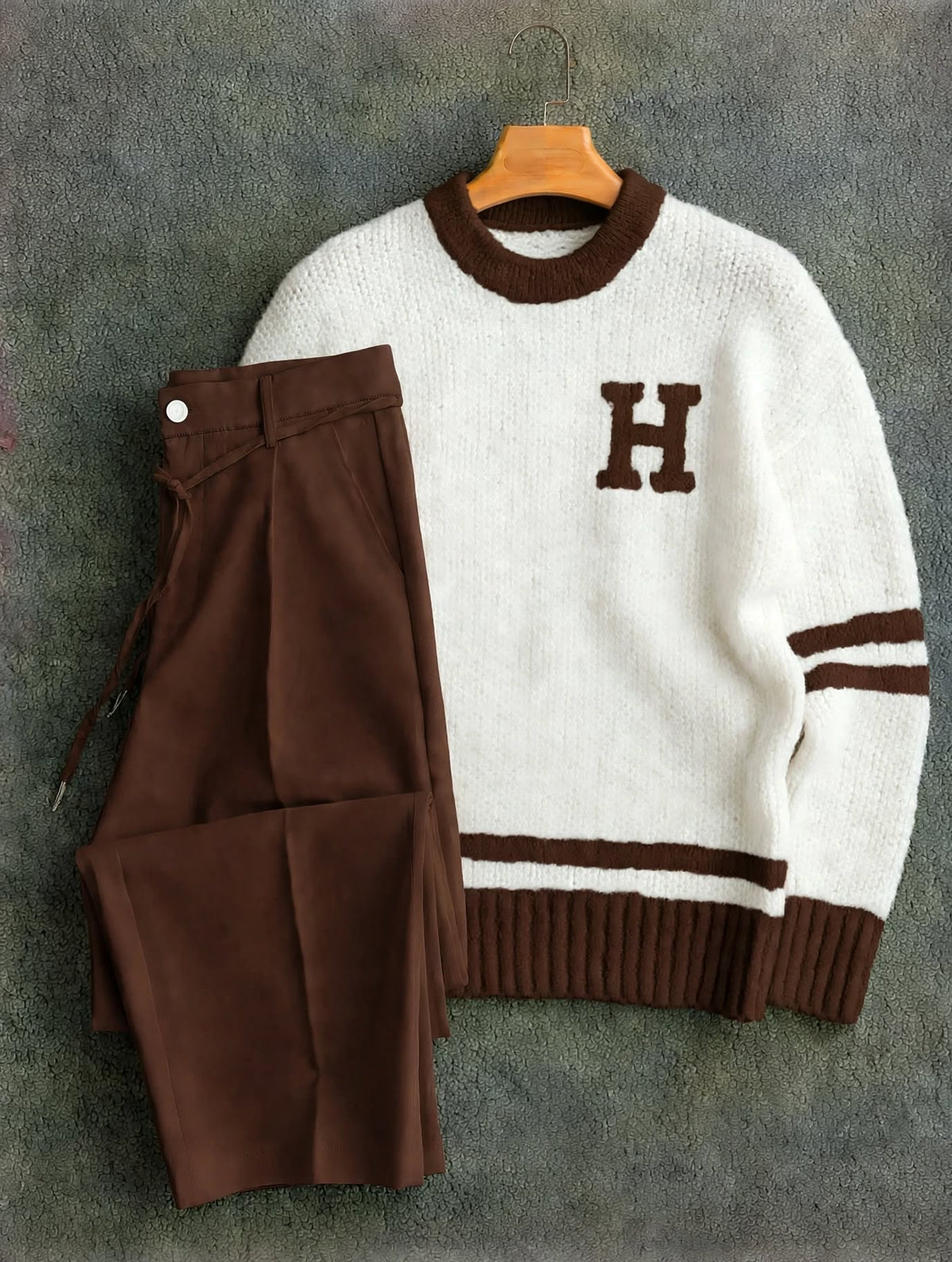 H letter striped Polo + Pantalon 🇹🇷