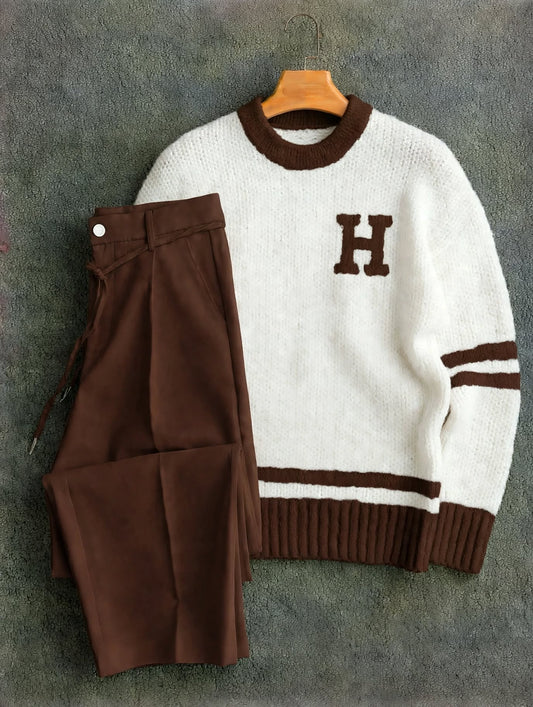H letter striped Polo + Pantalon 🇹🇷