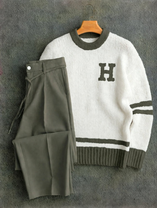 H letter striped Polo + Pantalon 🇹🇷