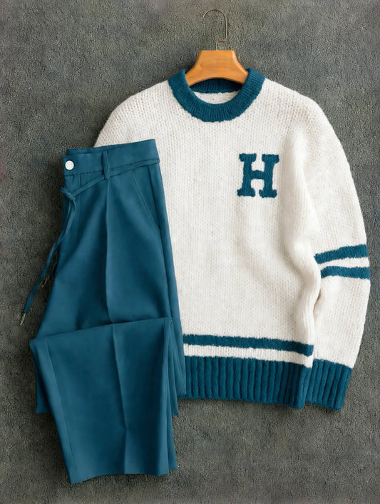 H letter striped Polo + Pantalon 🇹🇷