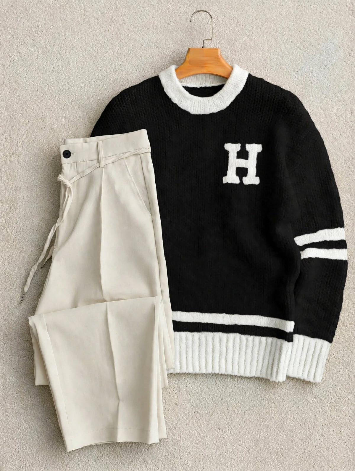H letter striped Polo + Pantalon 🇹🇷