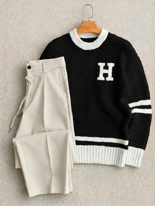 H letter striped Polo + Pantalon 🇹🇷