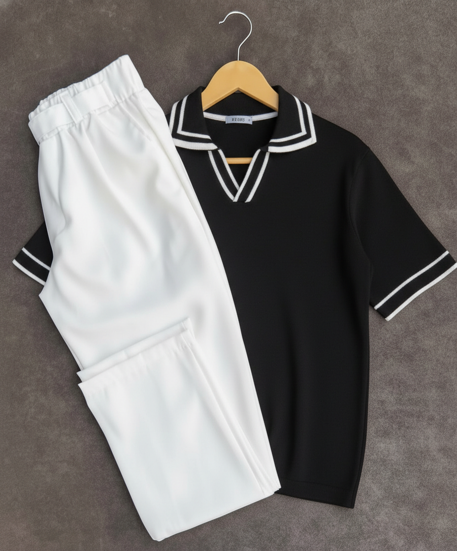 Summer Polo Set Noir ' Polo + Pantalon ' 🇹🇷