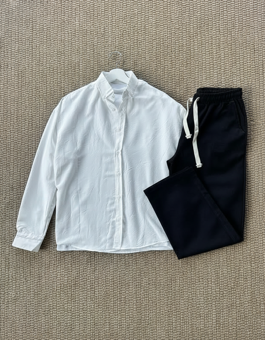 Set Élégant Noir blanc – Collection Été ' Chemise + pantalon ' 🇹🇷