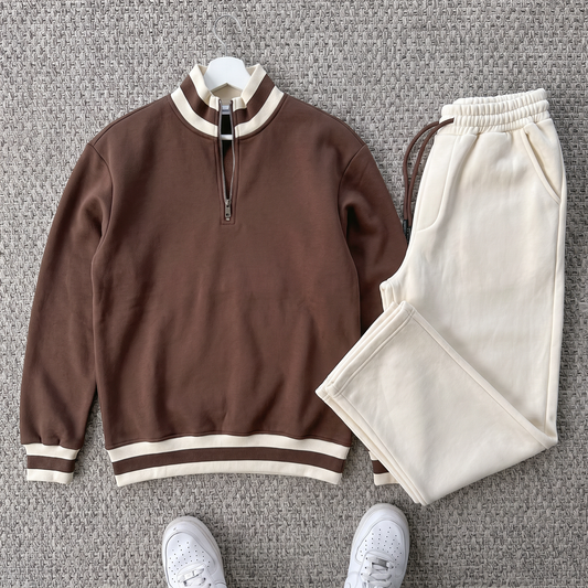 Ensemble Vento – Winter Polo Chocolate Brown + Pantalon cream Old money 🇹🇷