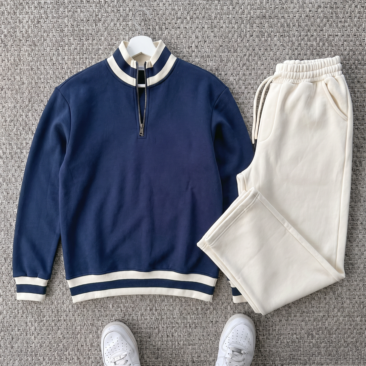 Ensemble Vento – Winter Polo navy blue+ Pantalon cream Old money 🇹🇷