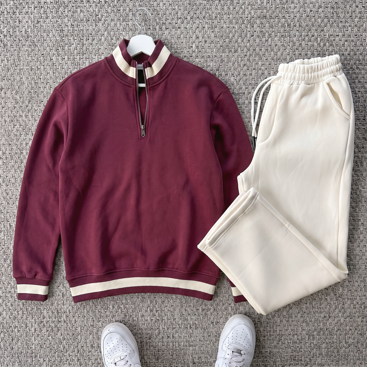 Ensemble Vento – Winter Polo bordeaux+ Pantalon cream Old money 🇹🇷