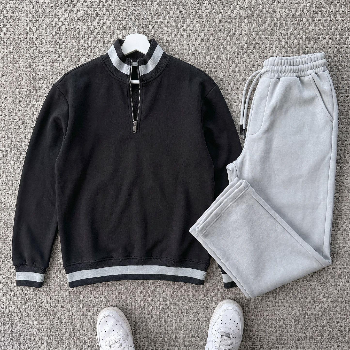 Ensemble Vento – Winter Polo black + Pantalon ice grey Old money 🇹🇷