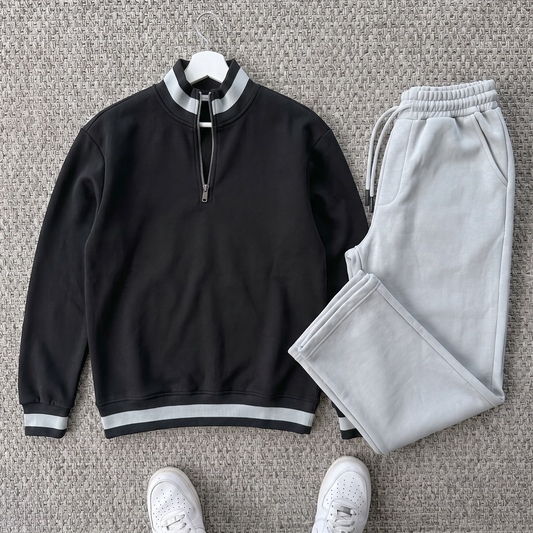 Ensemble Vento – Winter Polo black + Pantalon ice grey Old money 🇹🇷