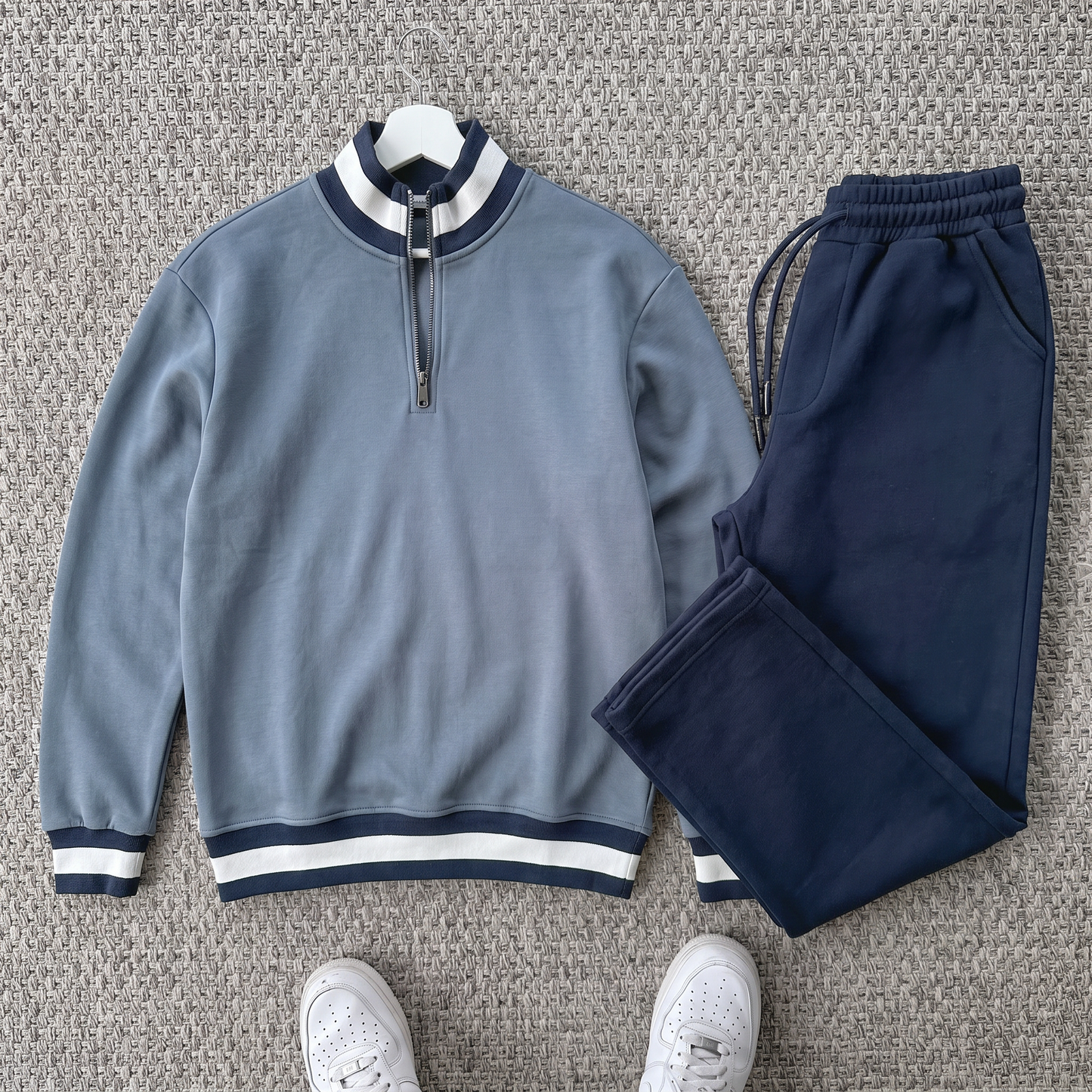Ensemble Vento – Winter Polo Steel Blue + Pantalon Midnight Navy Old money 🇹🇷