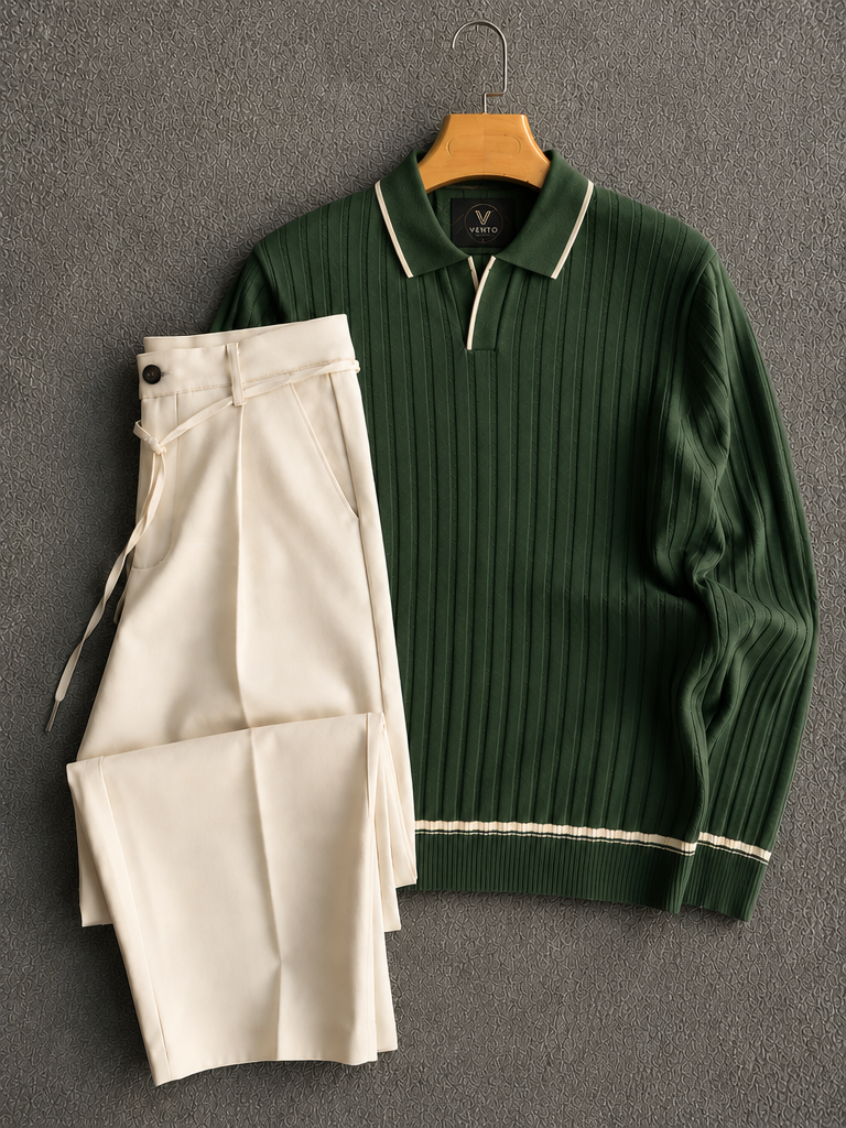 Premium Polo + Pantalon British luxury  Royal green 🇬🇧